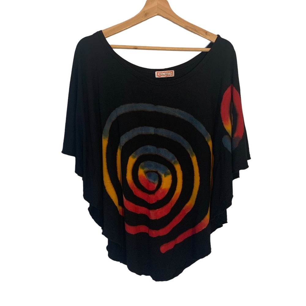 Kokomo Unlimited Spiral Tie Dye Poncho Blouse Womens One Size